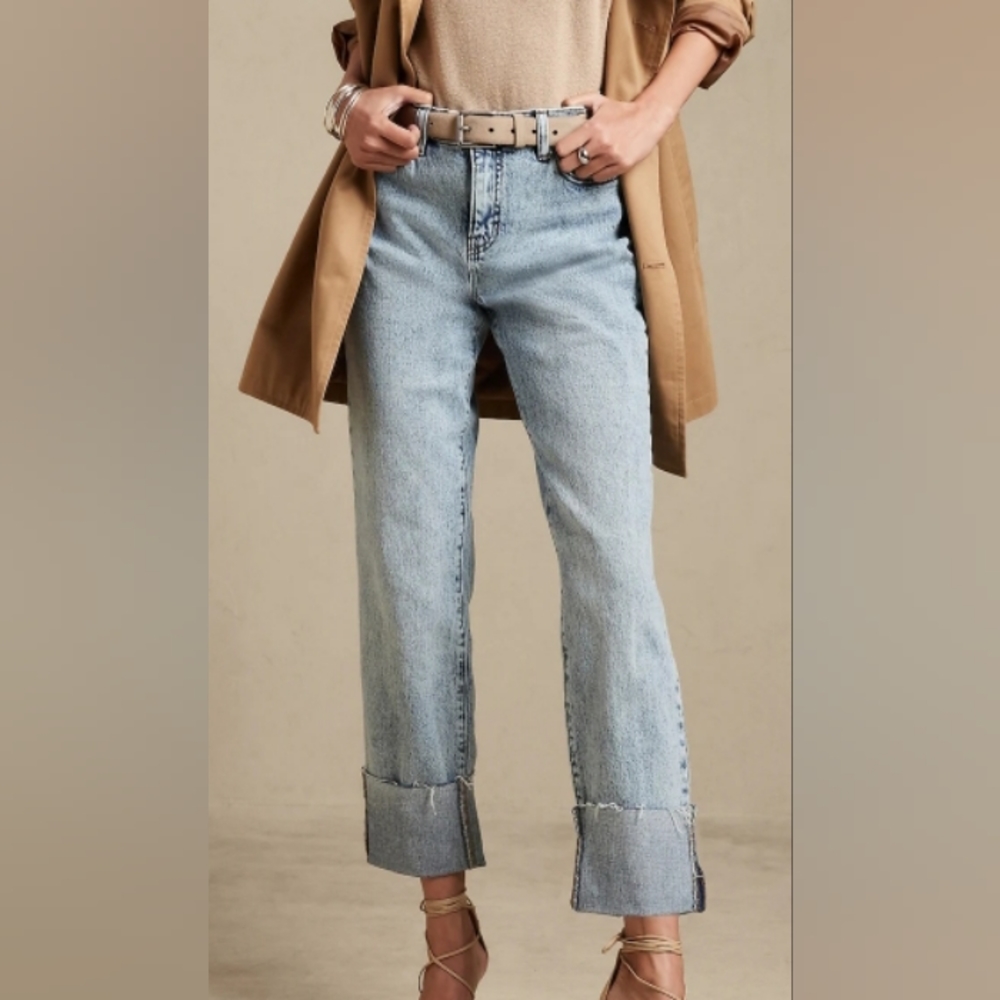 Banana Republic slouch jeans size 29/8, raw, folded cuff